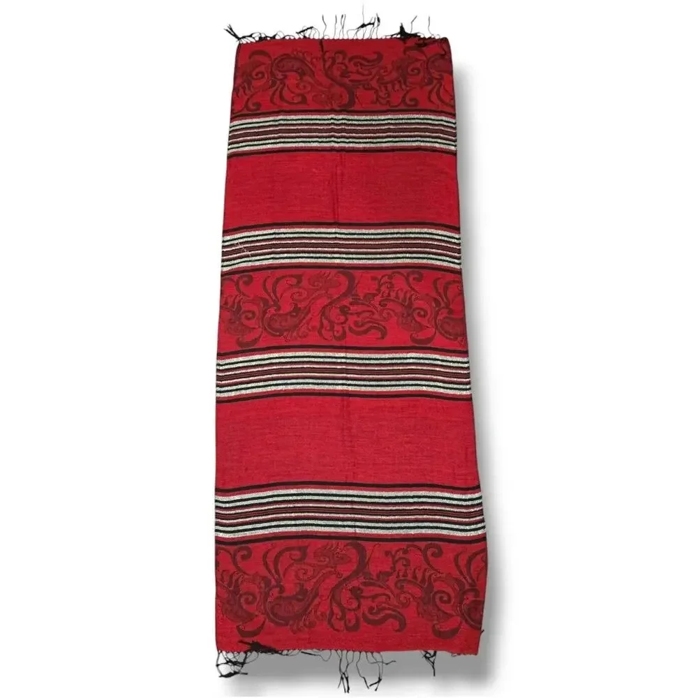 Pashmina Women's Red Multicolor Striped Scarf Wrap 69